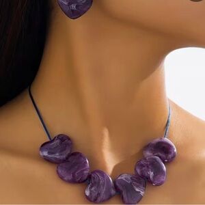 Purple Heart Necklace and Earring Set